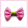  20 appliques noeuds satinées rose et vert à pois à coller 3.5cm