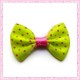 20 appliques noeuds satinées jaune et rose à pois à coller 3.5cm