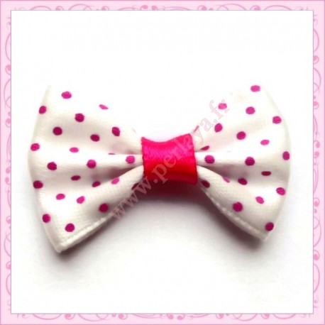 Lot de 20 appliques noeuds satinées jaune et rose à pois à coller 3.5cm