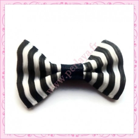 Lot de 20 appliques noeuds noir et blanc à rayures 3.5cm