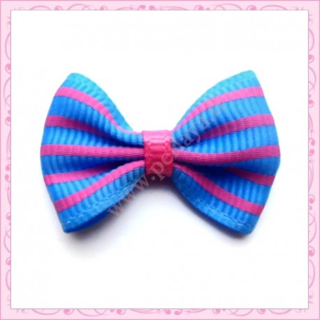 Lot de 20 appliques noeuds bleu et blanc à rayures 3.5cm