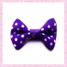  20 appliques noeuds violet et blanc à pois 3.5cm
