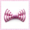  20 appliques noeuds violet/rose et blanc à rayures 3.5cm