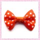 20 appliques noeuds orange et blanc à pois 3.5cm