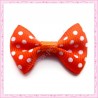  20 appliques noeuds orange et blanc à pois 3.5cm