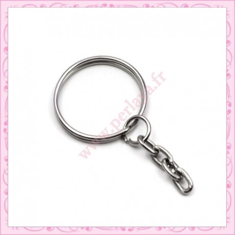 100 anneaux porte-clefs chaines argentés