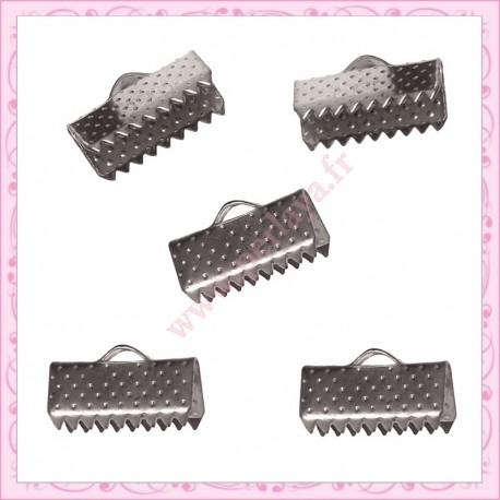 Lot de 50 griffes pour ruban argentées foncées 35mm