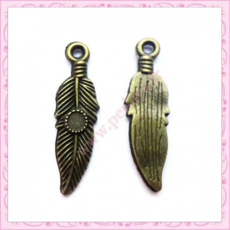 Lot de 50 breloques plumes bronze 2.8cm