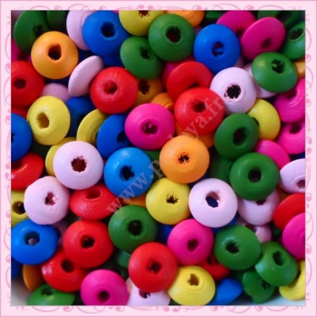 300 perles soucoupe 14mm en bois