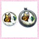 4 cabochons en verre rond 25mm papillon