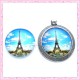 4 cabochons en verre rond 25mm Tour Eiffel