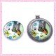 4 cabochons en verre rond 25mm papillon