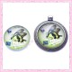 4 cabochons en verre rond 25mm papillon