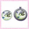 4 cabochons en verre rond 25mm papillon