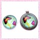 4 cabochons en verre rond 25mm papillon