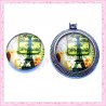 4 cabochons en verre rond 25mm Tour Eiffel