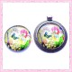 4 cabochons en verre rond 25mm papillon