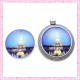 4 cabochons en verre rond 25mm Tour Eiffel