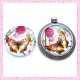 4 cabochons en verre rond 25mm papillon