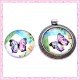 4 cabochons en verre rond 25mm papillon