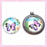 4 cabochons en verre rond 25mm papillon