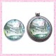 4 cabochons en verre rond 25mm Tour de Pise
