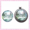4 cabochons en verre rond 25mm Tour de Pise