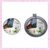 4 cabochons en verre rond 25mm papillon