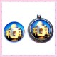 4 cabochons en verre rond 25mm Taj Mahal