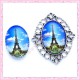 4 cabochons en verre oval 18x25mm Tour Eiffel