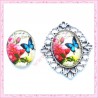 4 cabochons en verre oval 18x25mm papillon