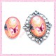 4 cabochons en verre oval 18x25mm papillon