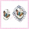 4 cabochons en verre oval 18x25mm papillon