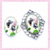 4 cabochons en verre oval 18x25mm papillon