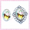 4 cabochons en verre oval 18x25mm papillon
