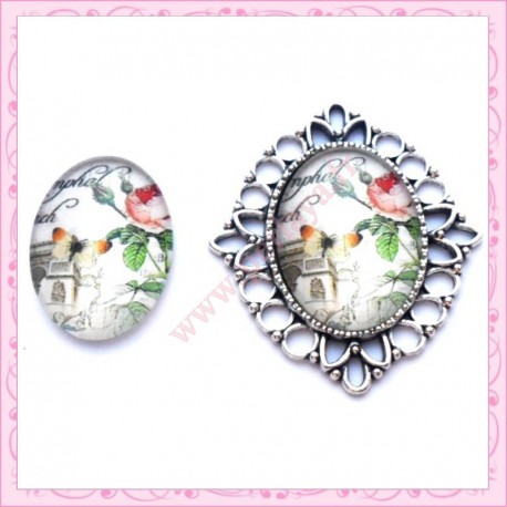 4 cabochons en verre oval 18x25mm Arc de Triomphe