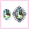 4 cabochons en verre oval 18x25mm papillon