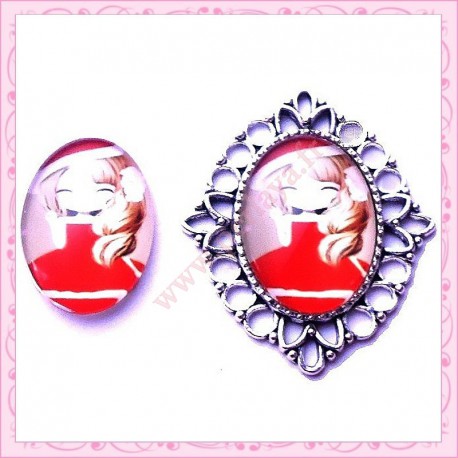 Cabochon en verre oval 18x25mm Demoiselle chic