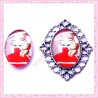 4 cabochons en verre oval 18x25mm Demoiselle chic