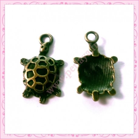 Lot de 15 breloques tortue en métal argentées 1.8cm
