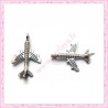 15 breloques avions argentées en métal 24mm