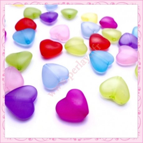 Mix de 30 perles coeur en acrylique