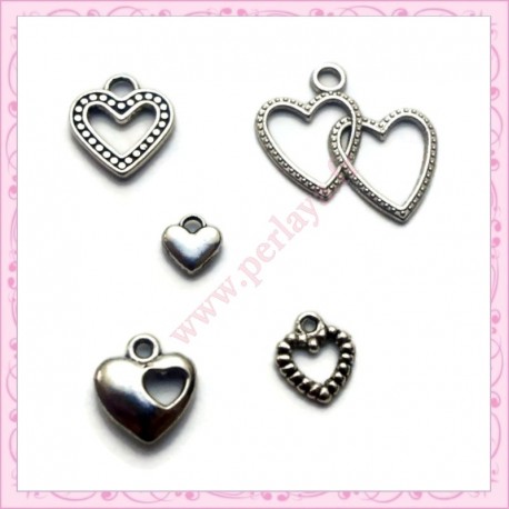 Mix de 50 breloques argentées oiseaux en métal