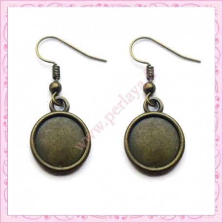 Lot de 10 boucles d'oreille dorés avec support cabochon 20mm
