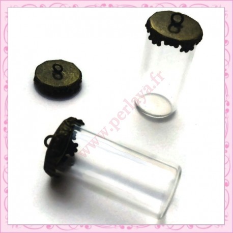 Lot de 10 petits globes en verre rond de 19mm + 10 bélières en cadeau