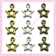 Lot de 90 breloques étoiles bronze, dorées et argentées 8mm