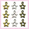  60 breloques étoiles bronze, dorées et argentées 10mm