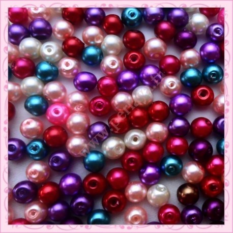 Mixte de 200 perles nacrées en verre 4mm