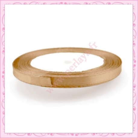 20 mètres de ruban satin 6mm marron caramel