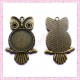 Lot de 4 supports cabochon hiboux argentés de 4.5cm